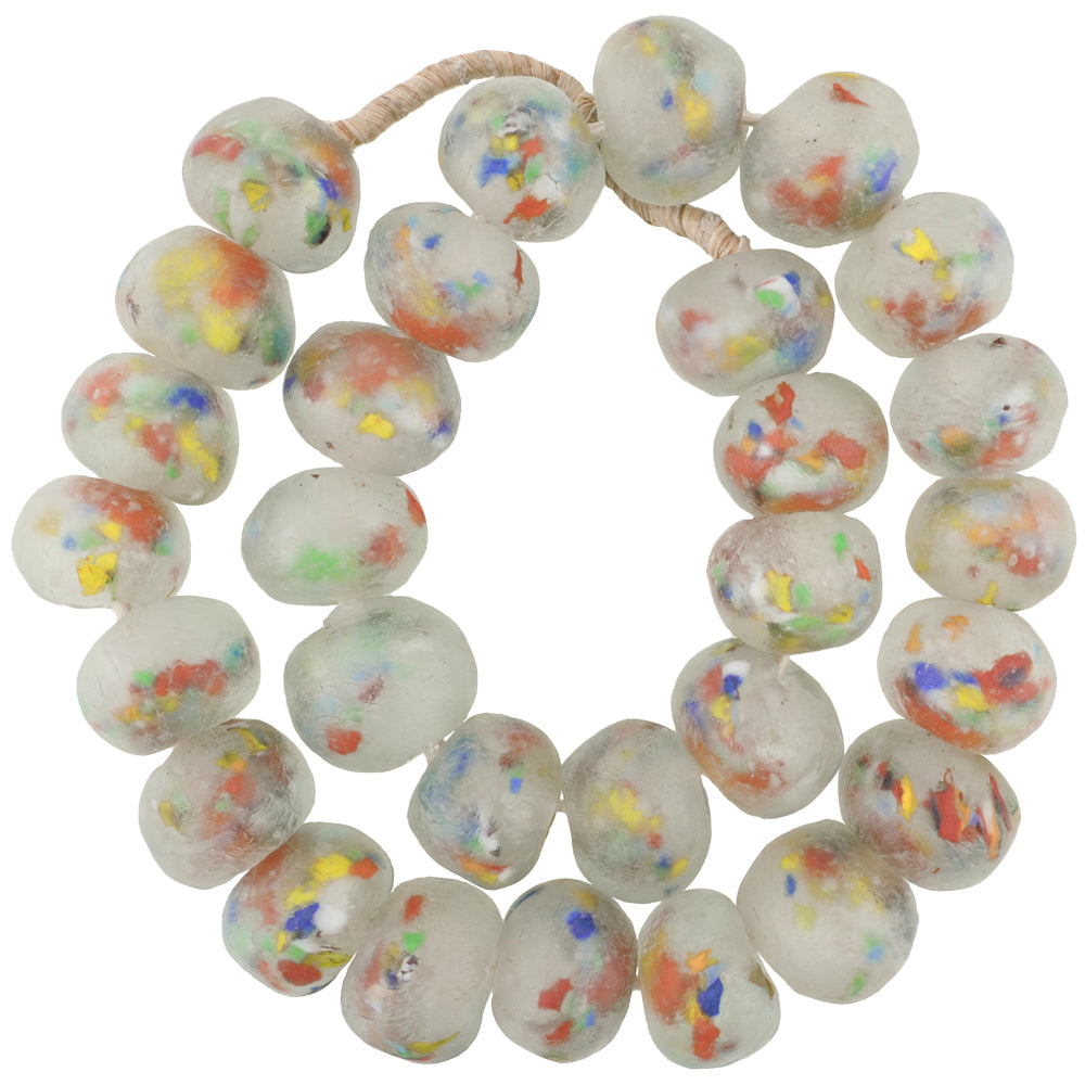 Xx-Large Multicolored Krobo Glass Beads, Recycled African Trade Beads