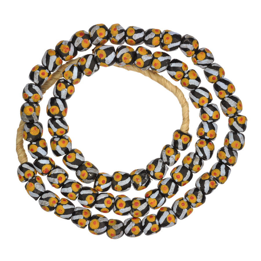 African Fancy Powder Glass Beads, 11-12Mm, 27" Strand, Handmade