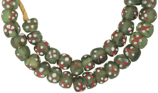 Translucent African Powder Glass Beads - 14-15Mm Handmade Krobo Strand - alternate view