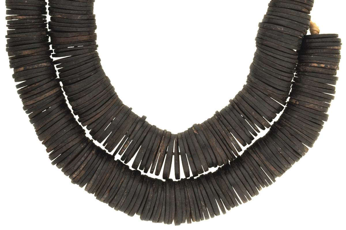 Old Coconut Shell Heishi Beads 17-20Mm | African Trade Beads - close-up