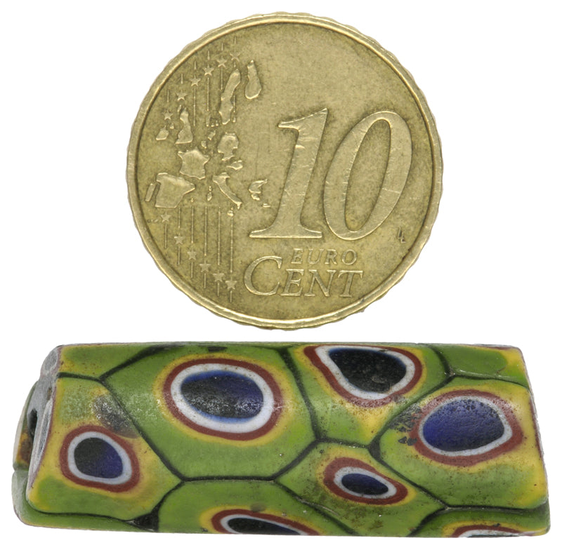 Antique Large Millefiori Venetian Mosaic Glass Trade Bead, 33X12Mm - alternate view