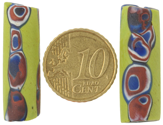 Antique Large Venetian Millefiori Mosaic Trade Beads, 31Mm Pair - alternate view