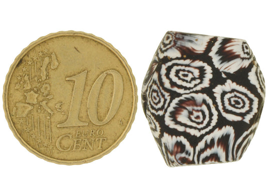 Rare Antique Black Tabular Millefiori Venetian Mosaic Glass Trade Bead 19X17X8Mm - alternate view