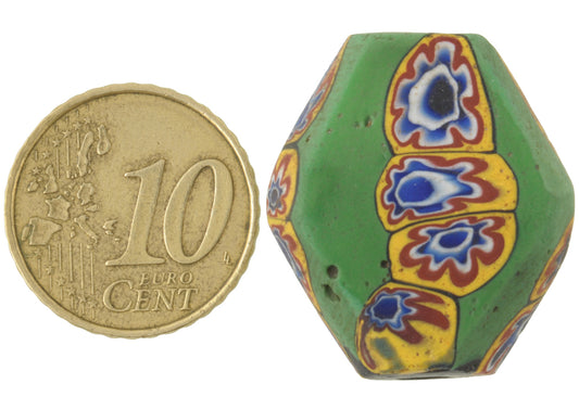 Antique Large Tabular Millefiori Mosaic Glass African Trade Bead, Early 1900S - alternate view