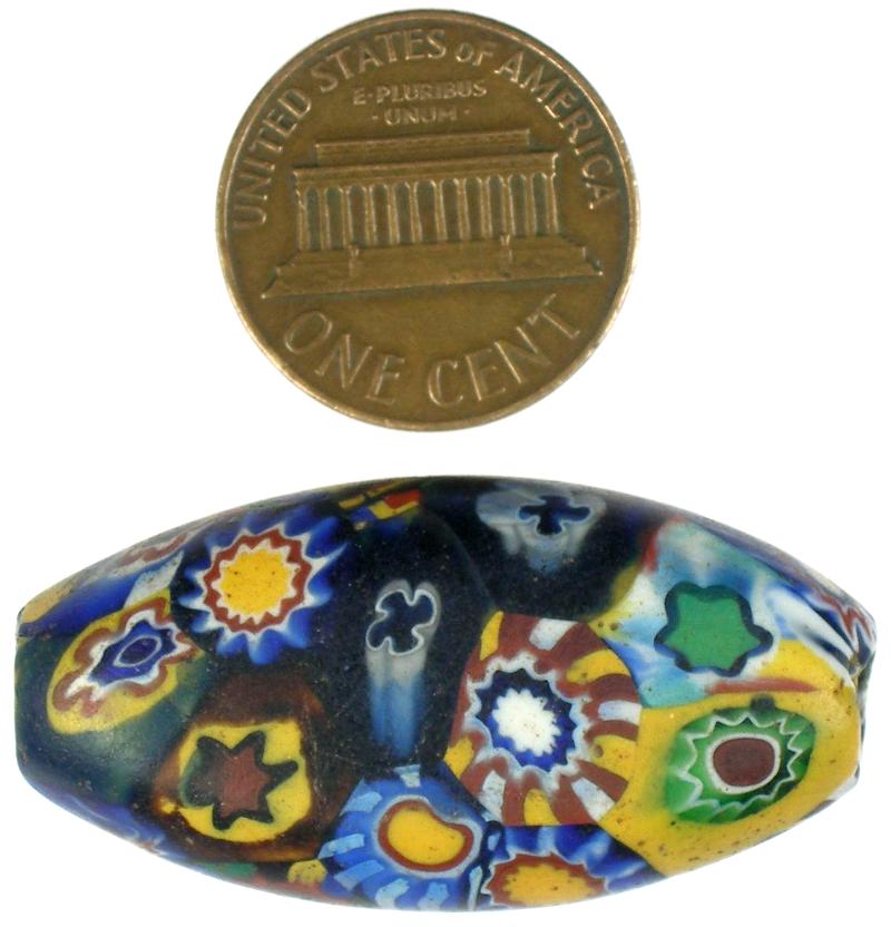 Rare Large Multimurrine Tabular Antique Millefiori Venetian Trade Bead - product focus