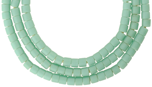 Vintage Medium-Sized Tile Czech Glass Trade Beads Strand - alternate view