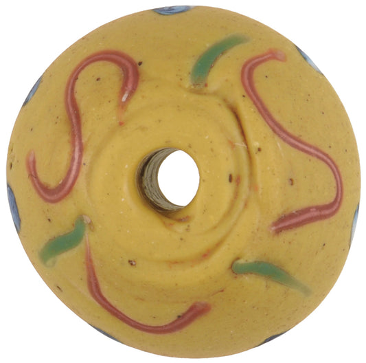 Antique Yellow Bicone "King" Fancy Venetian Lampwork Glass Trade Bead - alternate view