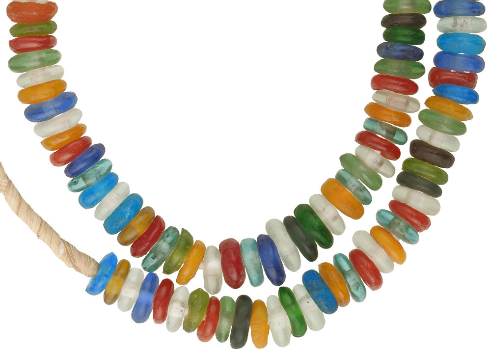 Krobo Recycled Glass Beads: Colorful African Trade Strand - close-up