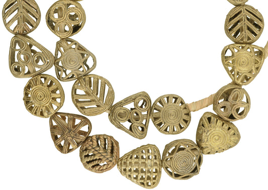 Handmade African Tabular Brass Beads From Ghana, 24" Strand - alternate view