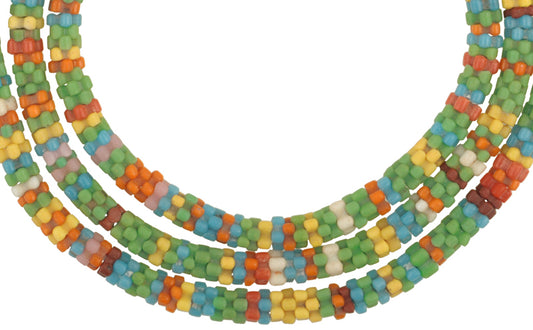 Antique Flower Bohemian Czech Glass Trade Beads - 26" African Strand - alternate view