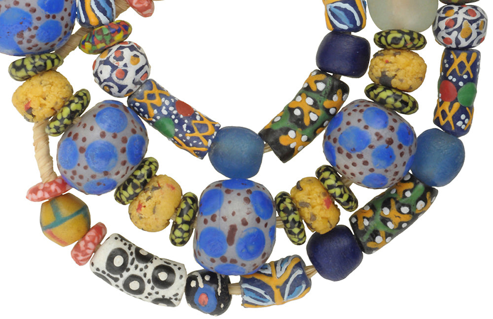 Handmade Krobo Glass African Trade Beads - Recycled 10-22Mm - close-up