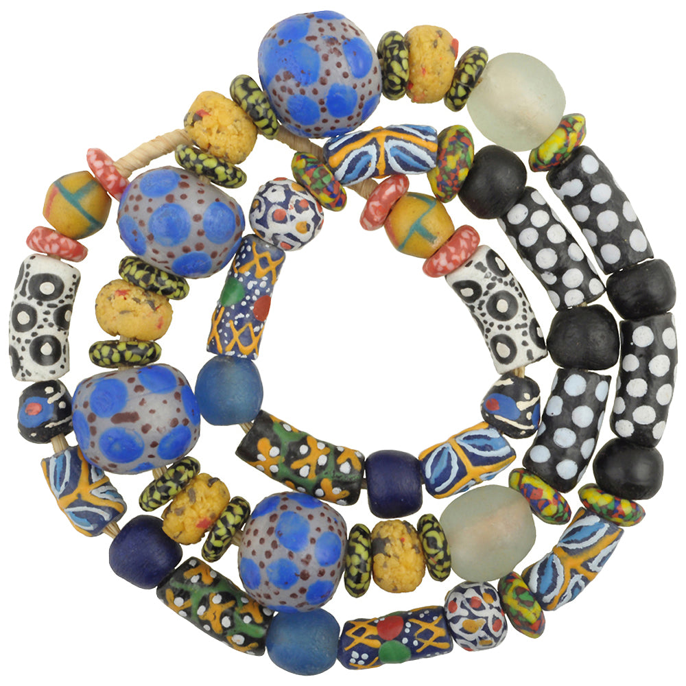 Handmade Krobo Glass African Trade Beads - Recycled 10-22Mm