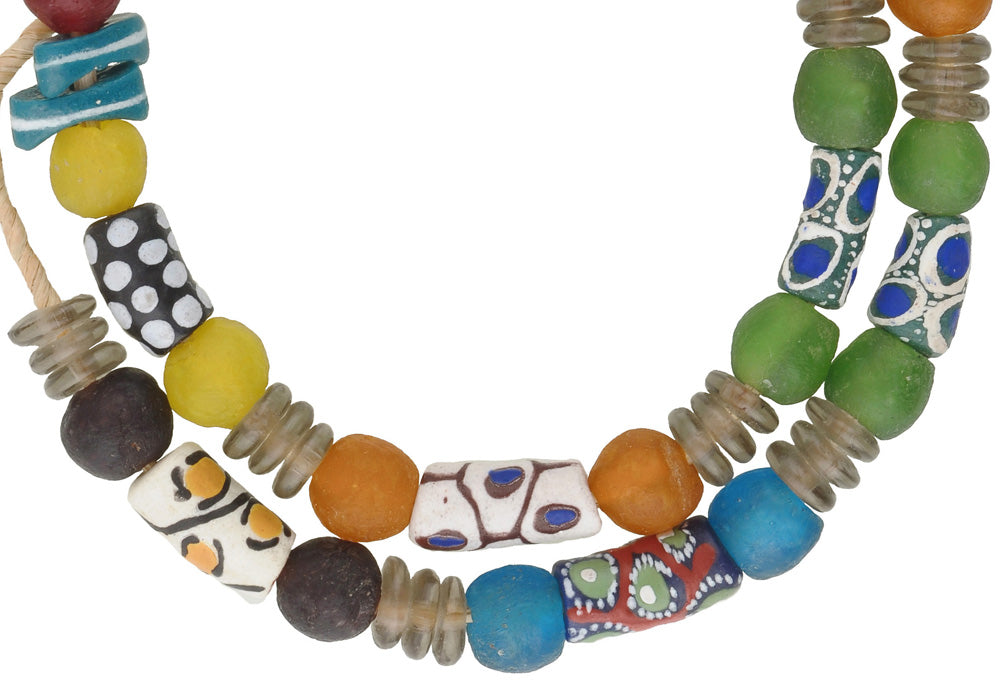 African Trade Beads - Recycled Krobo Powder Glass Beads 8-18Mm - close-up