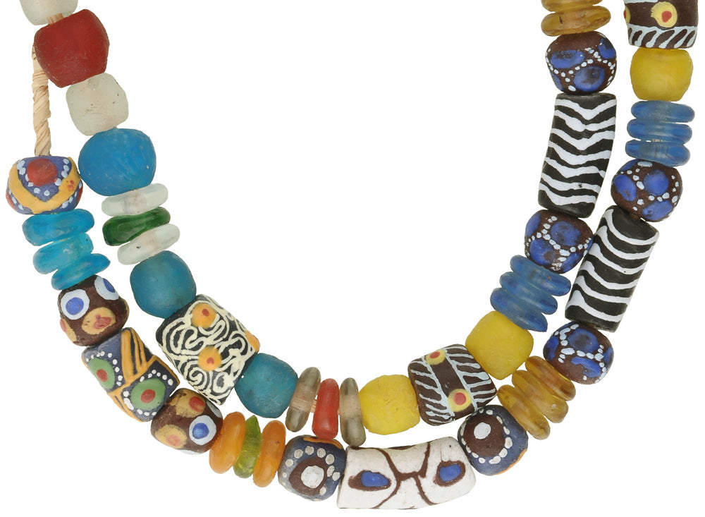 African Trade Beads 10-13Mm - Krobo Recycled Glass Strand - close-up
