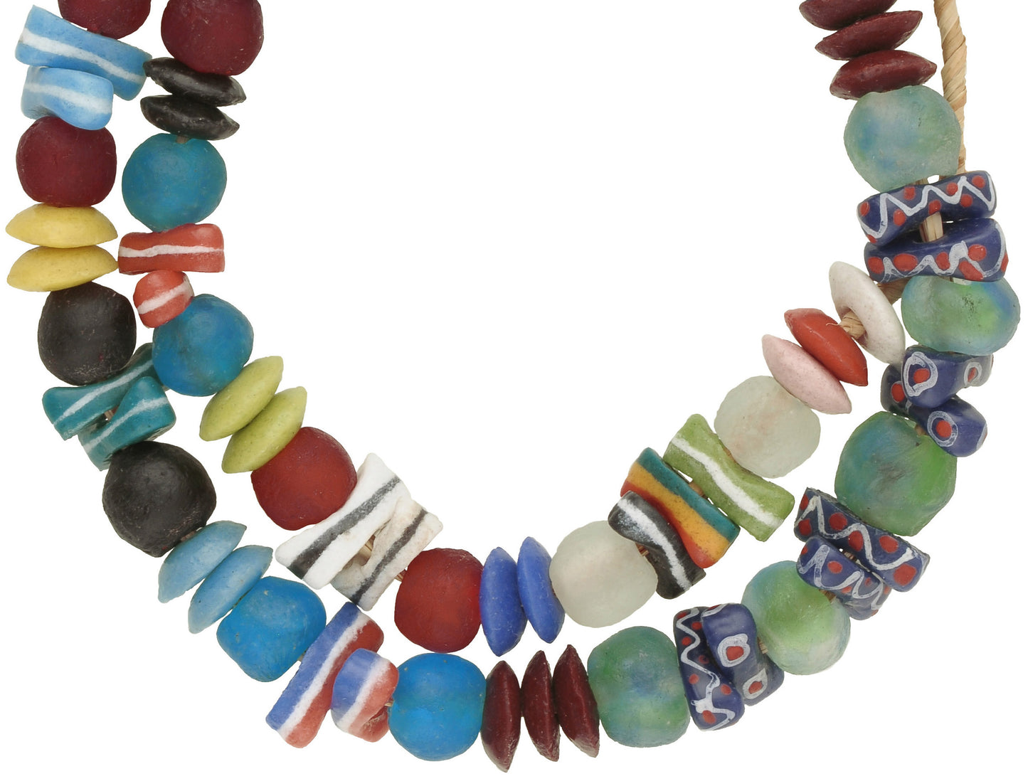 Colorful African Trade Beads - Krobo Powder Glass Strand 12-20Mm - close-up