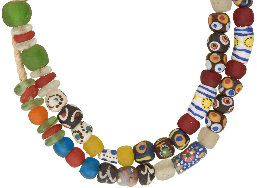 Mixed African Trade Beads - Krobo Glass Powder Beads From Ghana - close-up