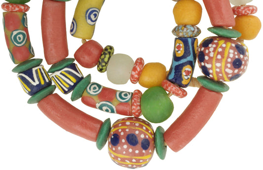 Recycled Krobo Powder Glass African Trade Beads - 27" Strand - alternate view