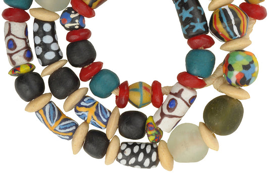 Recycled Krobo Glass African Trade Beads Strand 10-18Mm Ghana - alternate view