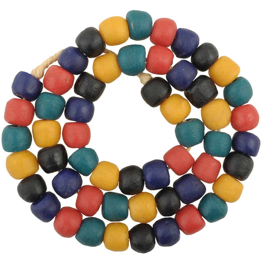 African Trade Beads: Krobo Recycled Glass Fancy Beads Strand