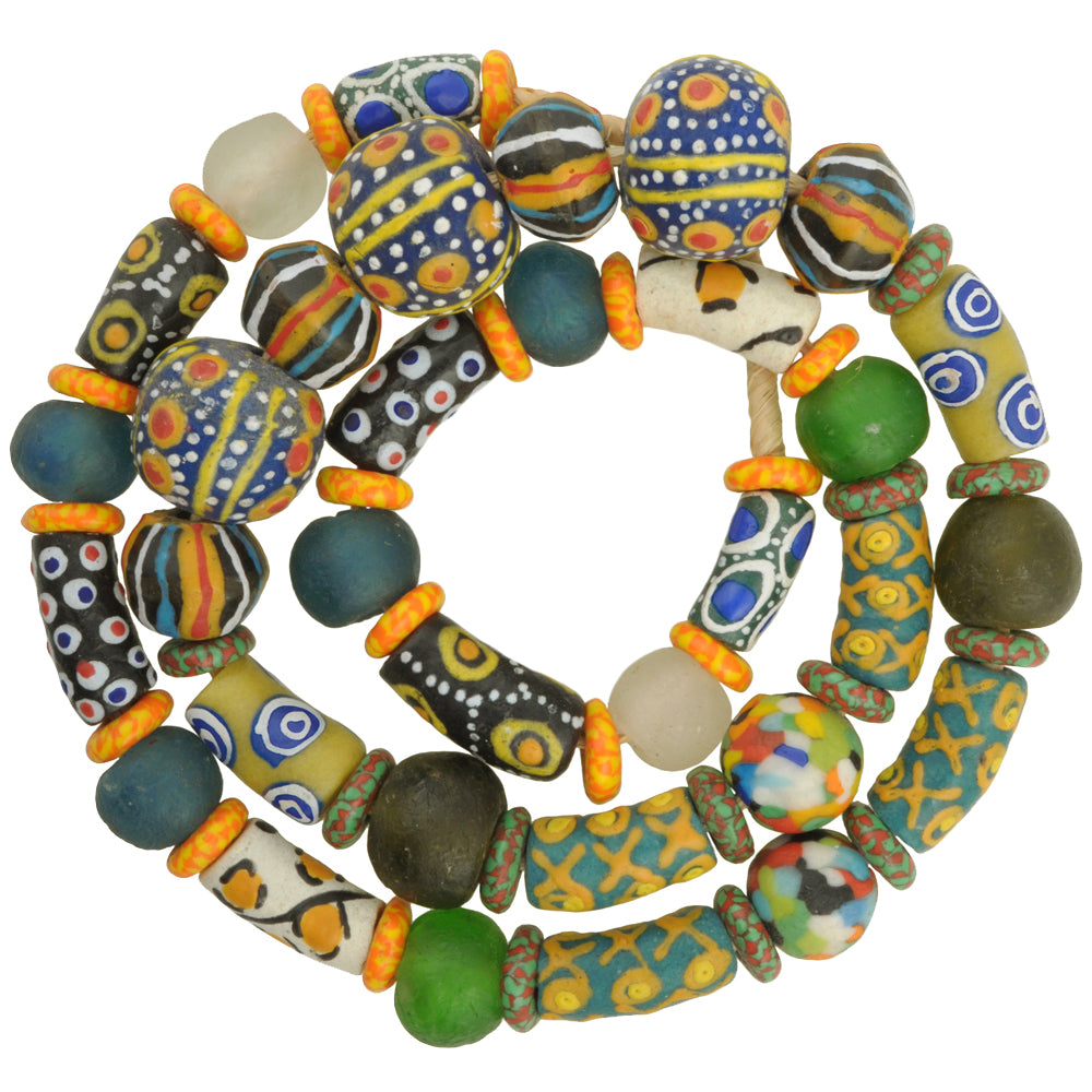 African Trade Beads 26.5" - Krobo Powder Glass Beads Ghana