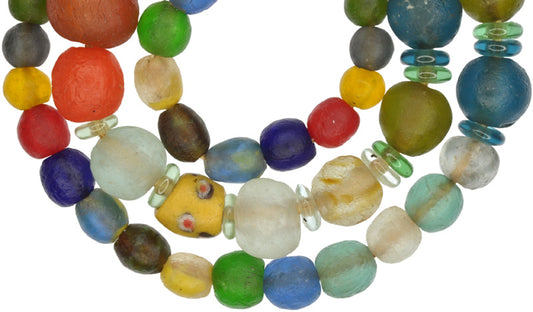 Translucent African Krobo Glass Beads - Recycled Venetian Style - alternate view