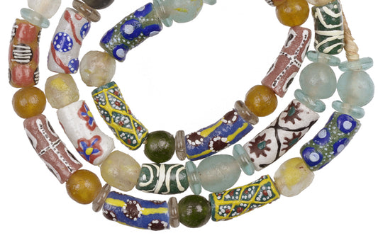 Venetian-Inspired Krobo Glass Beads - African Trade Strand 26" - alternate view