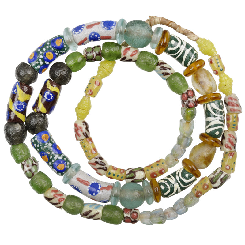Krobo Recycled Fancy Mix Beads - African Powder Glass Strand