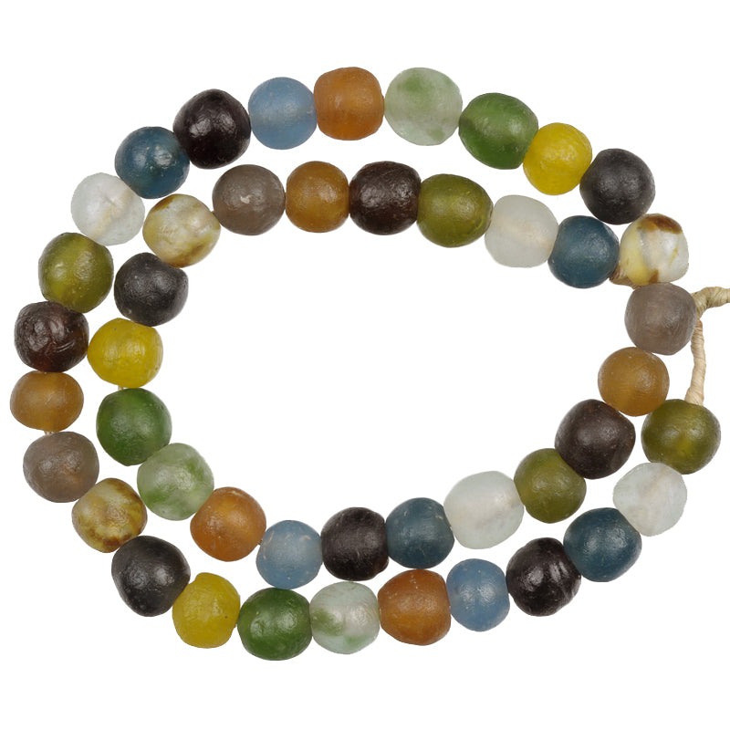 Large African Krobo Glass Beads Strand, Recycled Trade Beads