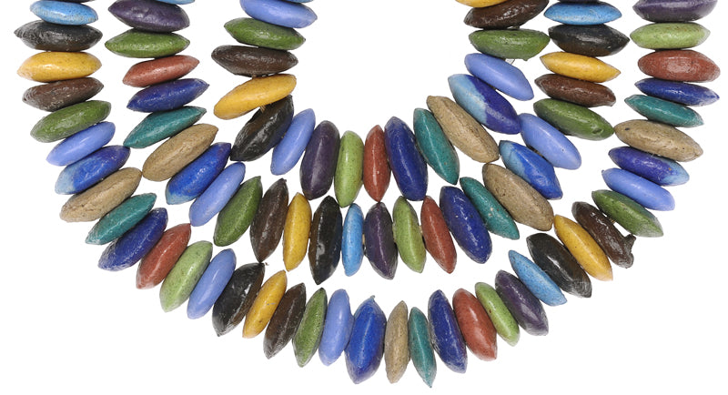New Powder Glass Krobo Beads, 14-16Mm, Imitation Venetian Disks - close-up