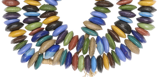 New Powder Glass Krobo Beads, 14-16Mm, Imitation Venetian Disks - alternate view