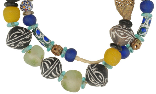 Spindle Beads Mali With Krobo Glass & Ashanti Brass | Tribalgh - alternate view