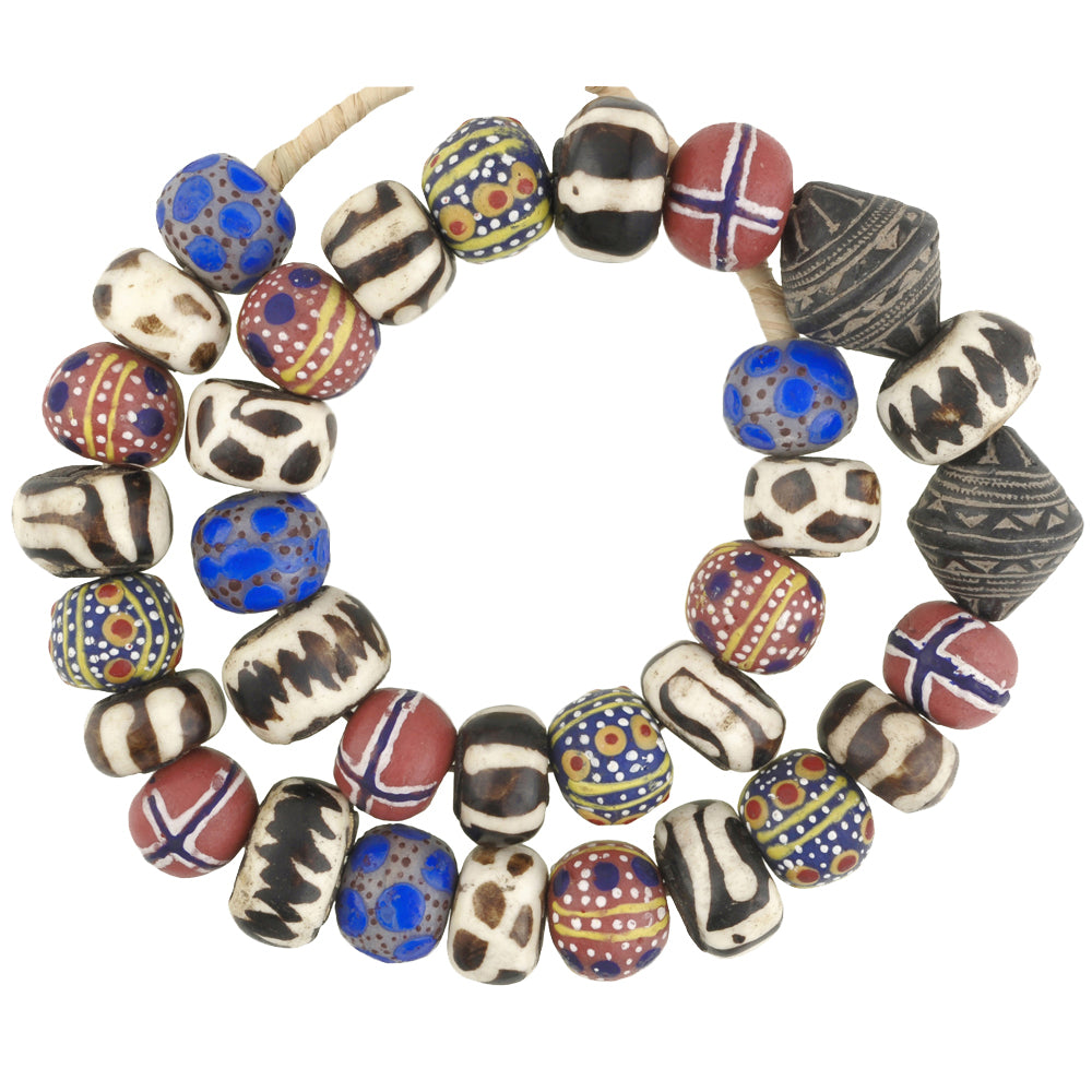 Kenya Bone Beads, Batik Bone & African Trade Beads Strand