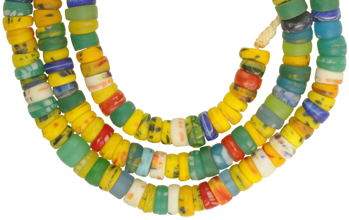 Vintage African Trade Beads: Old Bohemian Molded Czech Glass (6-9Mm) - close-up