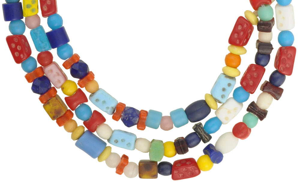 Old Bohemian Czech Glass Trade Beads Mix - African Trade Beads - close-up