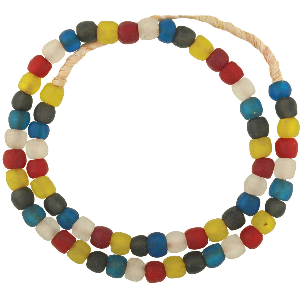 New Krobo Glass Beads Strand - Handmade African Recycled Beads