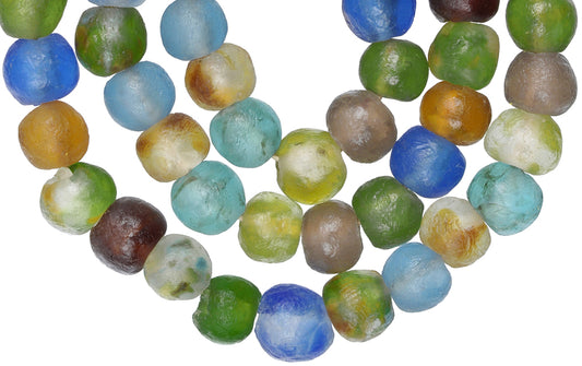 Colorful Translucent Krobo Glass Beads 13-14Mm Handmade African Trade Beads - alternate view