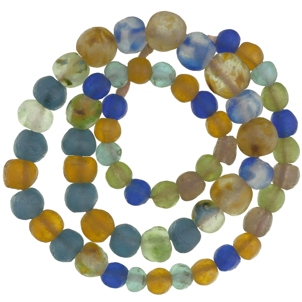Translucent African Trade Beads - Krobo Recycled Glass Beads, 10-16Mm