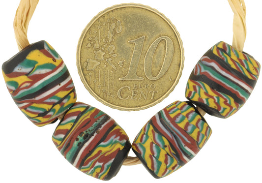 Beautiful Rare Antique "Kente" Fancy Venetian Lampwork Glass Trade Beads - alternate view