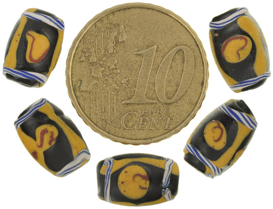 Antique Black Fancy Venetian Wound Glass Trade Beads, 1800S - alternate view