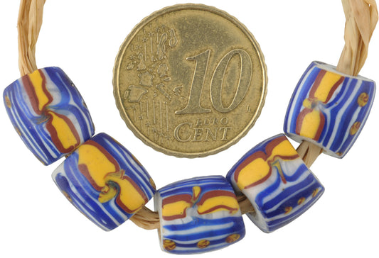 Rare Antique Oval Venetian Lampwork Glass Trade Beads With Trail Design - alternate view