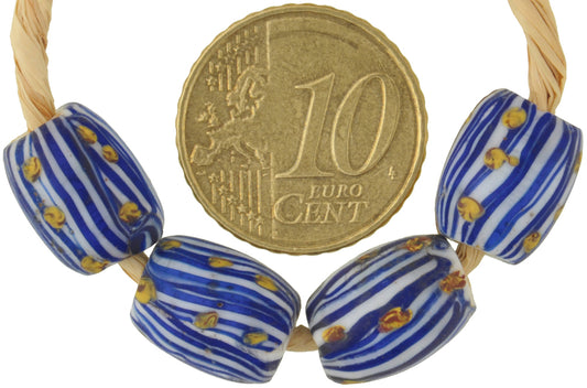 Rare Antique Fancy Venetian Lampwork Glass Trade Beads With Trail Decor - alternate view