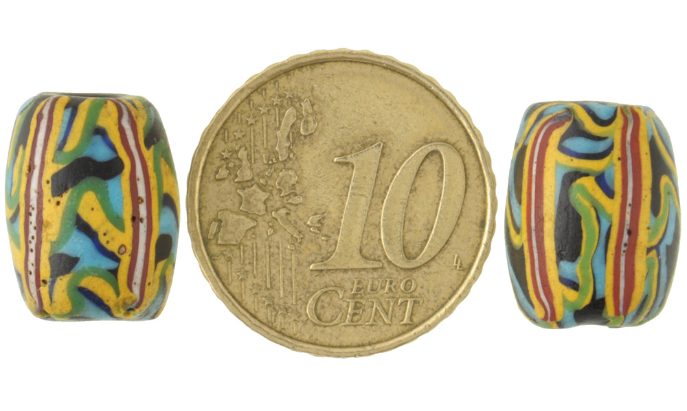 Rare Antique Venetian Fancy Wound Glass Trade Beads, 14X11Mm - alternate view