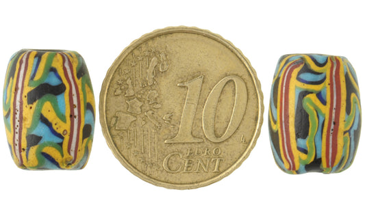 Rare Antique Venetian Fancy Wound Glass Trade Beads, 14X11Mm - alternate view