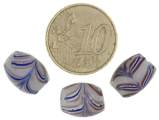 Antique Oval Feather Venetian Lampwork Glass Trade Beads 11-12Mm - alternate view