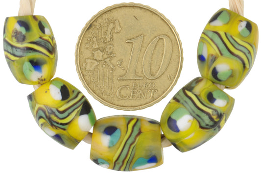 Antique Banded Oval Millefiori Venetian Glass Trade Beads - Rare African Mosaic - alternate view