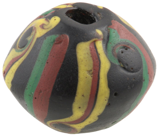 Rare Black Bicone "King" Antique Venetian Lampwork Glass Trade Bead - alternate view