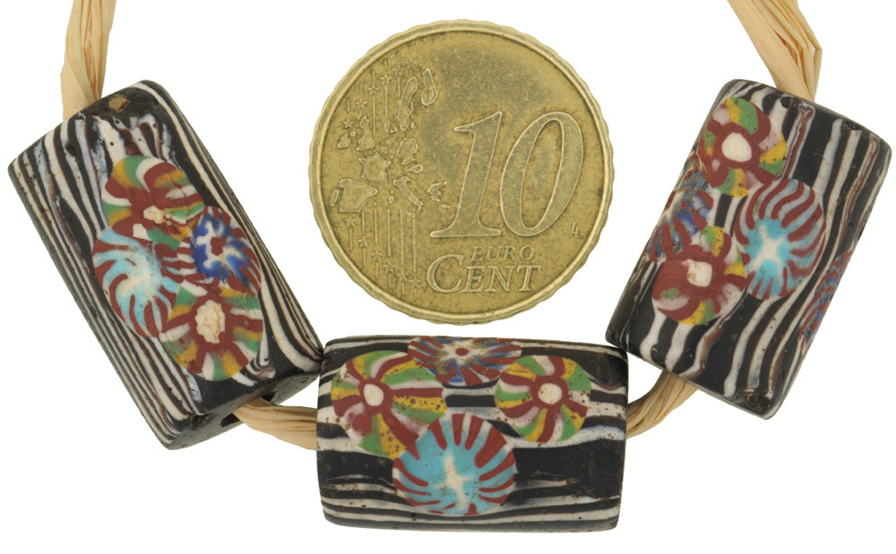 Antique Venetian Millefiori African Trade Beads, Rare Mosaic Glass, 19Mm - zoomed-in detail