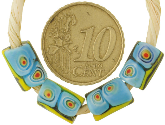 Antique Venetian Millefiori African Trade Beads, Mosaic Glass, 10X7Mm - alternate view