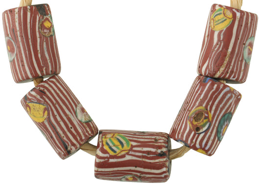 Antique Venetian Millefiori Mosaic Glass Trade Beads - Rare 17-18Mm - alternate view