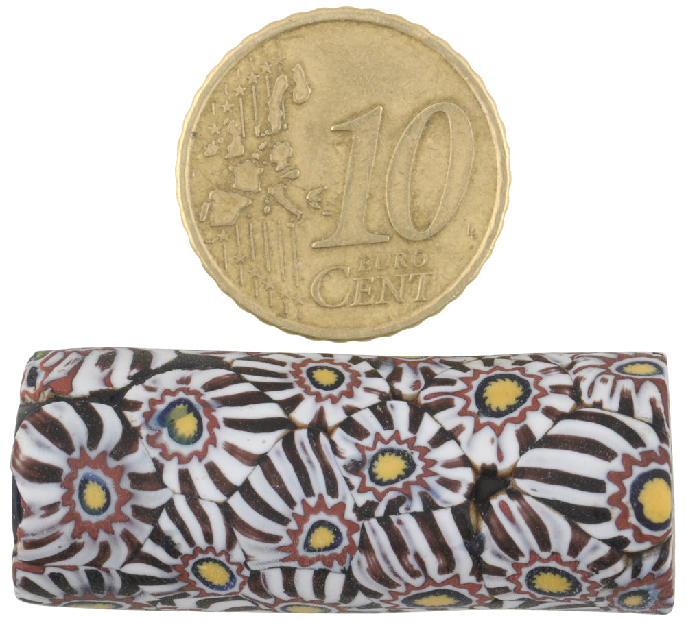 Rare Large Antique Millefiori Mosaic Glass Trade Bead - African Trade Beads - alternate view